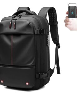 Sac à dos sous vide voyage homme femme - imperméable anti-vol avec airbag, pompe électrique, compression (Noir)