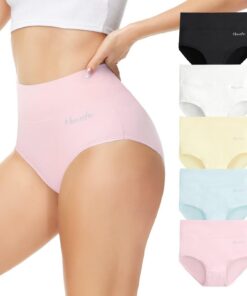 Momoshe Culottes Femme Coton Taille Haute Lot de 5 Post- accouchement Elasticité Gainante Slip Shorts Extensibles Décont