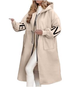 Vhersily Manteau Long Imperméable Classique Hiver Femme Chauffant Veste avec Capuche et Poches