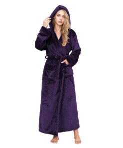 Robe de chambre polaire PUTUO femme chaud long avec capuche