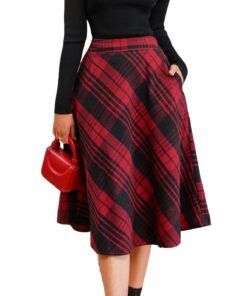 CUPSHE Jupe Midi à Carreaux Tendance, Élégante et Confortable avec Poches Évasées, Pour Automne-Hiver