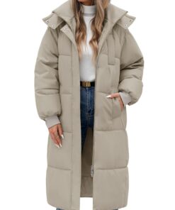 Doudoune Femme Longue Matelassée Épaisse Veste Chaude Global Recycled Standard Capuche avec Zippé Longue Manteaux Hiver