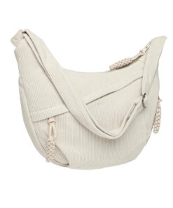 Nircho Sac à bandoulière élégant pour femme - Sac banane en velours côtelé décontracté - Sac à main en demi-lune avec la