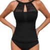 CUPSHE Tankini pour femme - Bretelles réglables - Découpes en maille - Maillot de bain plage
