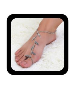 Bracelet de cheville TseenYi mode argent feuille Boho pour femmes pieds nus plage orteil chaîne bijoux (1 PCS)
