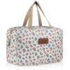 Aucuu Trousse de Toilette Femme Étanche pour Camping et Voyages, Grande Trousse de Maquillage Floral Portable avec Poign