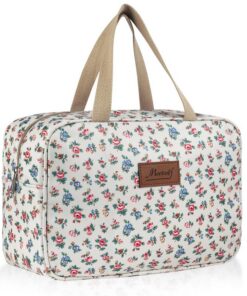 Aucuu Trousse de Toilette Femme Étanche pour Voyages et Camping, Grande Capacité avec Poignée, Sac Floral pour Femmes et