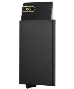 Étui Carte Bancaire Homme O³ Noire - Léger Aluminium Protection RFID - Anti Piratage Élégant Minimaliste