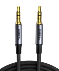 UGREEN Câble Audio TRRS |5mm 4 Pôles Double Prise Masculine Stéréo Nylon Tressé 1M Compatible Voiture iPod iPad Casque M