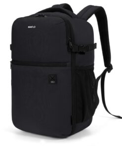 Bagage cabine ECOHUB pour Ryanair, Sac à dos voyage portable Femme/Homme 20L, Noir, Sous le siège, Recyclable PET