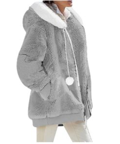 Polaire Femme Chaude Zippée Veste à Capuche Manteau Cardigan Teddy Hiver Manche LongUE Polaire Femme Chaude Zippée Ves