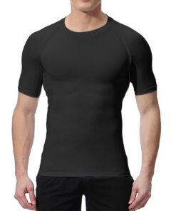 NuCamper Hommes Compression T-Shirt de Sport Secchage Rapide Manches Courtes Couche de Base Usage Sportif