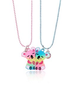Hifot 2 Pièces Collier Bff Femmes pour Soeur Anniversaire, Collier Argent Coloré Koala d'Amitié pour Filles Jeunes Femel