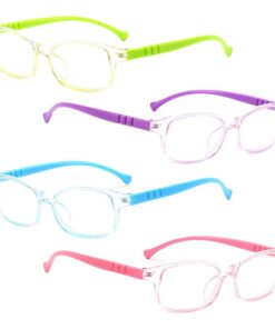 CHSZSH Pack de 4 Lunettes Claires pour Enfants, Lunettes Plates pour Enfants Joueurs, Accessoires Pour Yeux Enfant