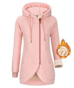 Veste Polaire Voqeen Femme Manches Longues Sweat Zippé Hiver Doublée Chaud