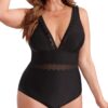 CUPSHE Maillot de bain une pièce femme grande taille, col V, maille festonnée, bretelles réglables