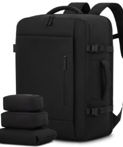 LOVEVOOK Sac à Dos Voyage Cabine, Imperméable 40L, Ordinateur Portable 17,3 Pouces, Noir Homme Femme École Travail