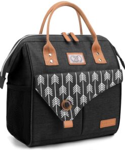 Sac à déjeuner Lekesky isotherme pour femme - Anti-fuite - Grande ouverture - 11 l - Noir