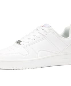 Baskets mode femme tennis blanches basses en cuir avec strass brillants pour soirée chic et confortables 37EU