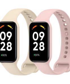 2 Pièces Silicone Souple Bracelet de Remplacement pour Xiaomi Mi Band 8 Active Compatible avec Mi Band 8 Active Montre