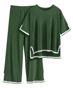 Ensemble RITOSTA Femme Chic Élégant Pull Tricoté Manches Courtes et Longues Survêtements Éco-Green Global Recycled Stand