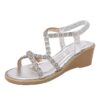 Sandales à strass ethnic pour femme taille 7 large Talon incliné et fond épaischaussures d'été