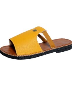 Pantoufles confortables en cuir pour femme avec talon orthopédiste, chaussures pieds nus décontractées, plateforme plate
