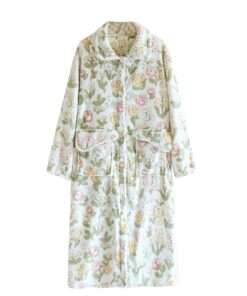 Peignoir de bain Vuncio femme éponge flanelle fleurs personnalisé mignon pour femme hivernal chaud zip long grande taill