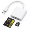 Lecteur de carte mémoire SD |0 Blanc 2en1 pour iPad iPhone 15 MacBook Pro/Air Samsung Galaxy S20/S21