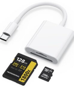 Lecteur de carte mémoire SD |0 Blanc 2en1 pour iPad iPhone 15 MacBook Pro/Air Samsung Galaxy S20/S21