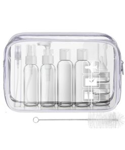 Trousse de toilette MORICOH transparente pour voyage avec 14 accessoires et sac de sécurité (20 cm x 20 cm)