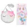 KSJEHW Bijoux Enfants Filles | Princesse Unicorn Sac à Main Collier Bracelet Boucles d'oreilles Bague Set, Fête Déguisem