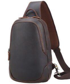 Sacoche Anti-Vol en Cuir Véritable pour Homme - Sac Bandoulière Polyvalent pour Voyage, Randonnée, Travail et Sport, Mar