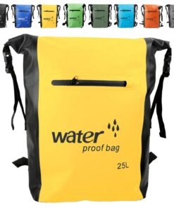 25L Sac à Dos Étanche Jaune Pour Kayak et Rafting with Poches Externes & Fermeture Enroulableריק