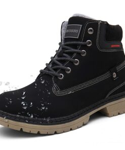 Eagsouni Bottes d'hiver femmehomme, Cuir plates lacets chaud fourrure, Bottines de neige, Chaussures d'hiver chaleur gar