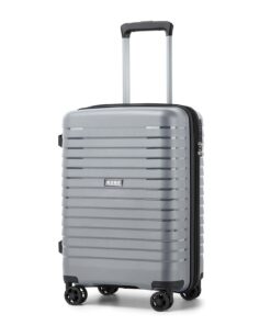 Kono Valise Cabine Rigide 5|5 cm pour Voyageurs en Gris - Vendu avec 4 Roues Silencieuses et Porte-gobelet
