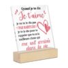 Plaque Acrylique Rectangle Je T’Aime Pas par Habitude – Citation Amour Sincère – Cadeau Saint-Valentin