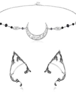 Hifot Bijoux de Tête Elfe pour femme et fille | Cristal Noir | Costumes et Accessoires de Fête | Bohême | Mariage | Hall