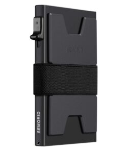 Portefeuille Porte-Cartes SEMORID Noir en Aluminum Minimaliste avec Verrou RFID et Boîte Cadeau