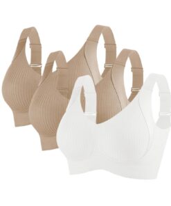 Soutiens-gorge push-up sans armatures en coton sexy et confortable pour grandes seins en coton maintien solideLot de 3 p