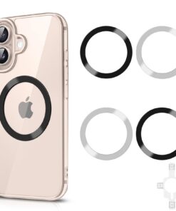 Wanme Anneaux Métalliques MagSafe Adhésif 3M pour Téléphone Voiture Usager en Voiture Charge Magnétique (Pack de 4 Pièce
