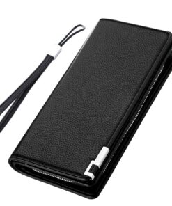 SUJHAL Nouveau Portefeuille Long pour Homme en Cuir Noir - Grande Capacité et Pochette multifonctionnelle pour Téléphone