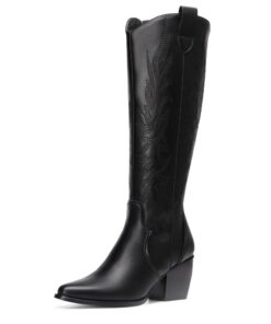 Bottes DREAM PAIRS Femme Élégantes Talon Haut Western Confortable Eclair Latérale