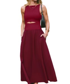 Robe d'été CUPSHE femme formelle sans manches col rond poches découpées 2025