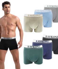 RAYKONG Lot de 6 boxers pour homme confortables et respirants 95 % coton américain tendance