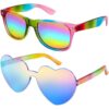 Hifot Lunettes de Soleil Coeur Multicolore Lunette Festival pour Femmes Hommes LGBT Pride Classique Rétro Arc En Ciel