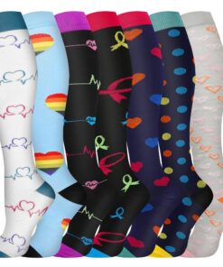 Chaussettes de Compression Hommes et Femmes 15-20 mmHg pour L'athlétisme et la Course - 6 paires - Soutien en Voyage en