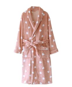 Robe de chambre Flodxo en polaire douce et confortable pour femme - Imprimé cœur - Confortable - En tissu éponge - Léger