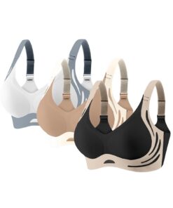 Soutiens-gorge Sans Fil à Couverture Complète Anti-Affaissement Confortable pour Femme - Lot de 3 sans Armatures