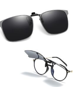 **Clip-On Lunettes de Soleil UV400 Polarisé, Anti-Éblouissement Léger avec Design Relevable pour Conduite, Voyage, Plage